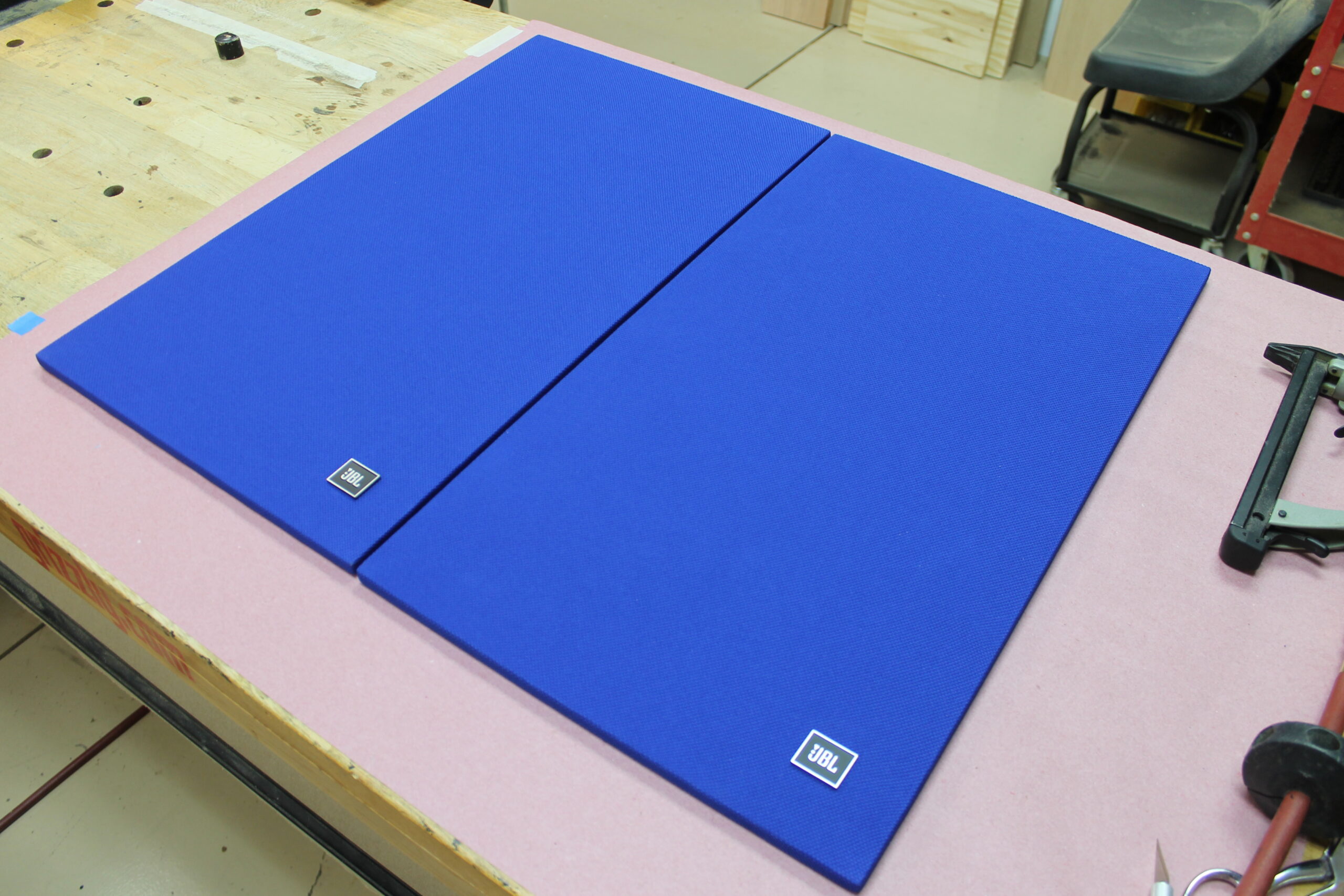 JBL L50 grilles with JBL metal badges