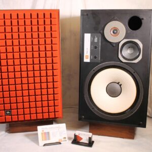 Two New JBL L100 Burnt Orange Quadrex Grilles - Walnut Frames - Metal JBL Badges